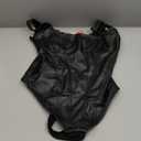 Popilush Body Suits for Womens Faux Leather Lace V Neck Shapewear Tummy Control Sleeveless Thong Corset Bodysuits (Large, Black)