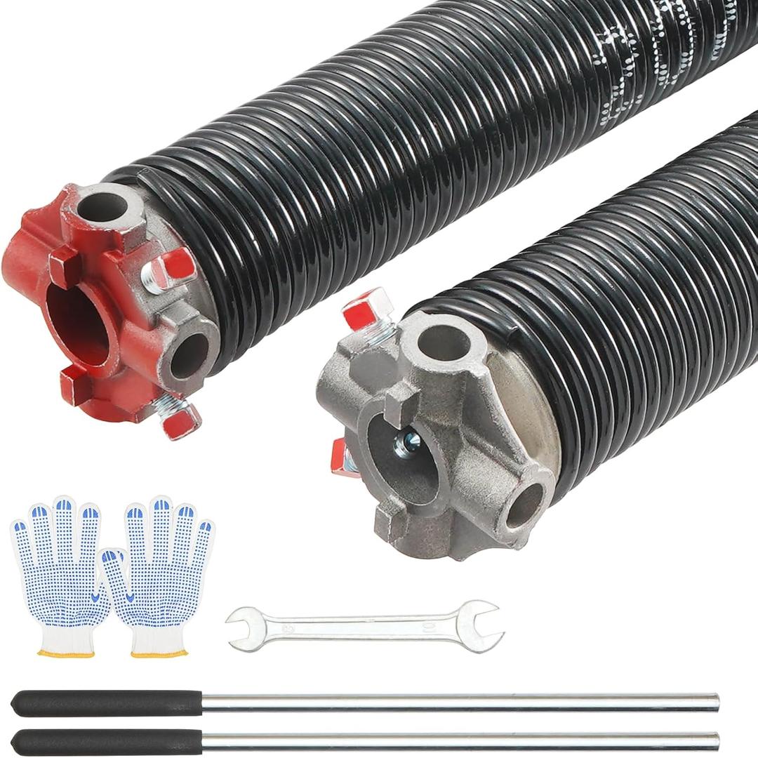 VEVOR Garage Door Torsion Springs, Pair of 0.207 x 2 x 22inch, 16000 Cycles, Garage Door Springs with Non-Slip Winding Bars, Gloves and Mounting Wrench, Electrophoresis Coated for Replacement