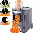 Commercial Vegetable Dicer Chopper 3 IN 1 Food Processor Automatic Potato Slicer&Onion Shredder with 3 Stainless Steel Blades 110V