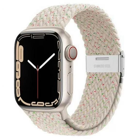 Nylon Sport Loop Watch Bands Compatible with Apple Watch Band Ultra 49mm 45mm 44mm 42mm 41mm 40mm 38mm, Soft Braided Woven Strap for iWatch Series10/9/8/7/6/5/4/3/2/1/SE,Women Men Pack of 2