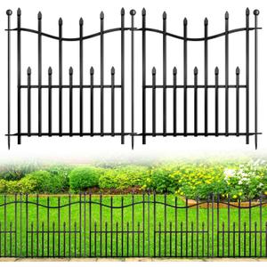 10 Panels No Dig Decorative Garden Fence, 24in(H)22ft(L) Heavy-Duty Rustproof Metal Panels, Outdoor Dog Barrier for Yard & Patio, Landscape, Border| Portable Temporary Fencing  