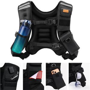 Weighted Vest Woman & Men 30lb Plus Size Weighted Vest With Phone Pockets & Reflective Strips for Walking, Running, Hiking,Rucking, Workout, Strength Training (Black, 30 LB)