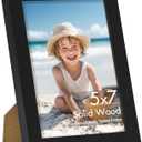 Vittanly 5x7 Picture Frame, Made of Solid Wood and Shatterproof Plexiglass, Wooden Photo Frame for Wall Mounting or Tabletop Display, Picture Frame for Home Decor with Stand, Black, 1 Pack