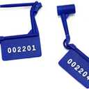 Plastic Security Padlock Seals Numbered Tamper Proof Disposable Self-Locking Plastic Medical Tags (Pack of 100 PCS) (Blue)