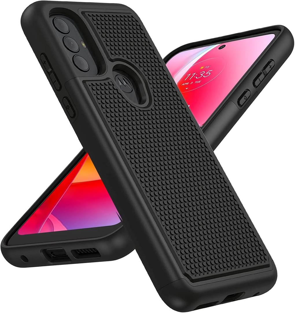 BNIUT for Motorola Moto G Power 2022 Case: Moto G Play 2023 case & Moto G Pure 2021 case - Dual Layer Protective Heavy Duty Phone Cover Shockproof Rugged with Non Slip Textured Tough (Matte Black)