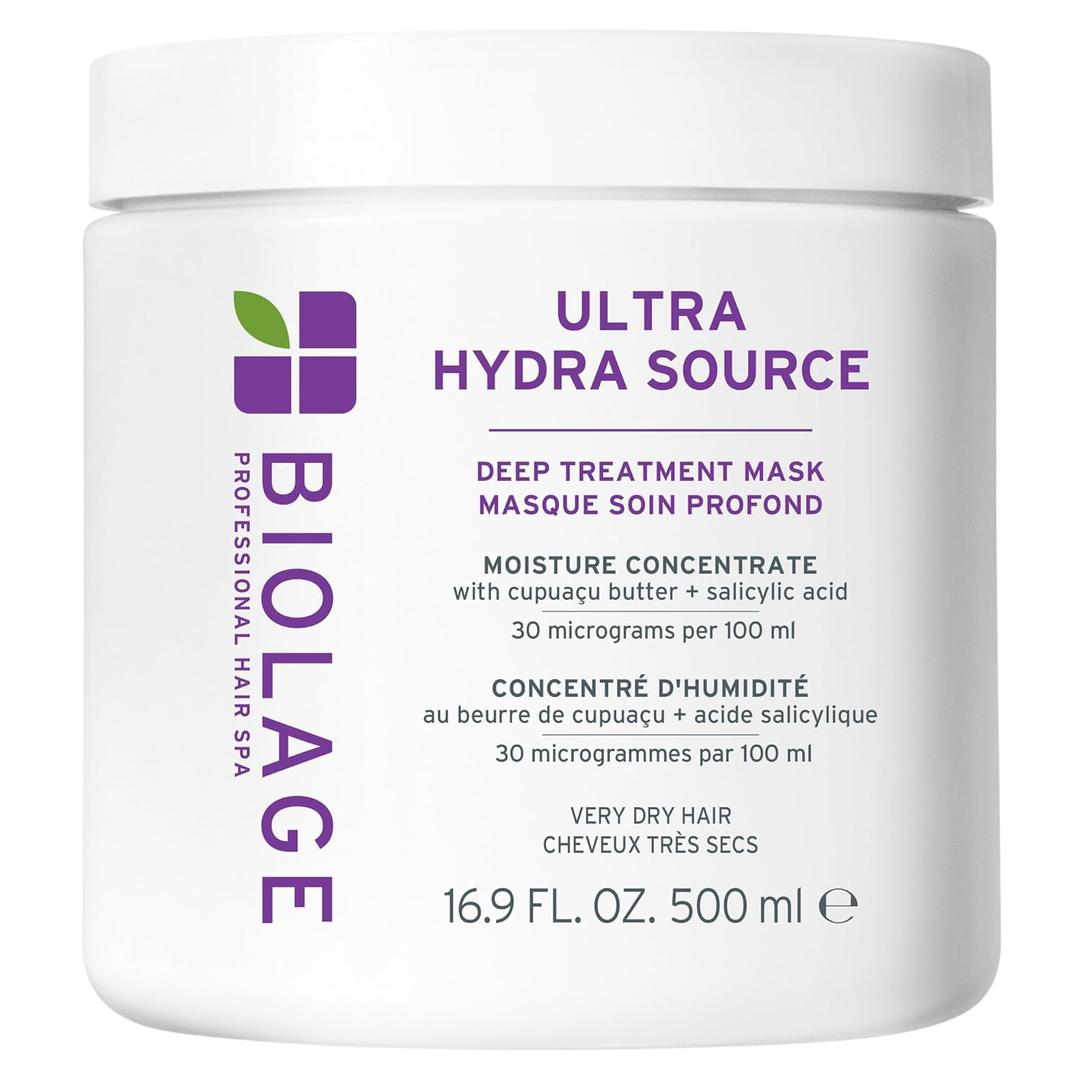 BIOLAGE Ultra Hydra Source Deep Treatment Mask - Intense Hydration, For Very Dry, Thick, Coarse Hair (16.9 Fl Oz (Pack of 1))