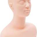 Dicunoy Esthetics Mannequin Head with Shoulder, Soft PVC Human Hair Mannequin Head for Makeup, Facial Techniques, Massage, Lash Extensions Practice, Wig Display, Salons Cosmetology School