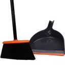 TreeLen Angle Broom and Dustpan Set, Dust Pan Snaps On Broom Handles Orange