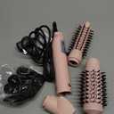 3 in 1 Rotating Hair Dryer Brush,Negative Ionic Professional Brush Blow Dryer with Detachable Brush(2" & 1.5"),3 Heats and 2 Speeds Rotating Hot Air Brush for Curling,Straight,Drying (Pink)