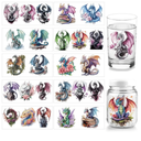 arricraft 10 Pcs Dragon UV DTF Cup Wrap Transfer Sticker, 10 Styles Flying Animal Transfer Paper Rub on Stickers PVC Cup Wrap Waterproof Rub Decals for Desk Cup Glass 24x11cm/9.4x4.3inch