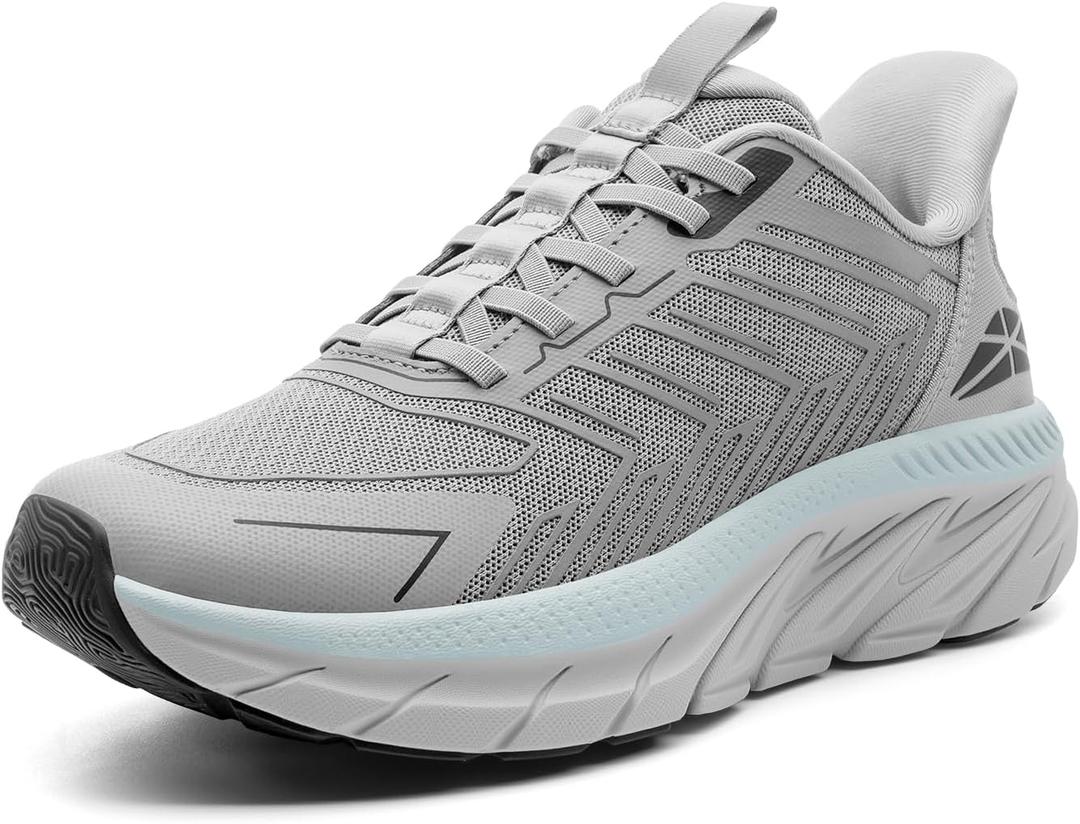 ALLSWIFIT Women's Slip On Walking Shoes Running Comfortable Tennis Breathable Non Slip Athletic Gym Workout Cross Training Fashion Sneakers, Size 8.5, Grey