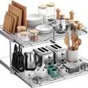 2-Tier Pull-Out Cabinet Organizer with Heavy-Duty Steel Frame, Full-Extension Sliding Shelves, Holds 100 lbs, Easy Install for Kitchen, Pantry & Under Sink Cabinets, 28" W x 21D x 16.5" H