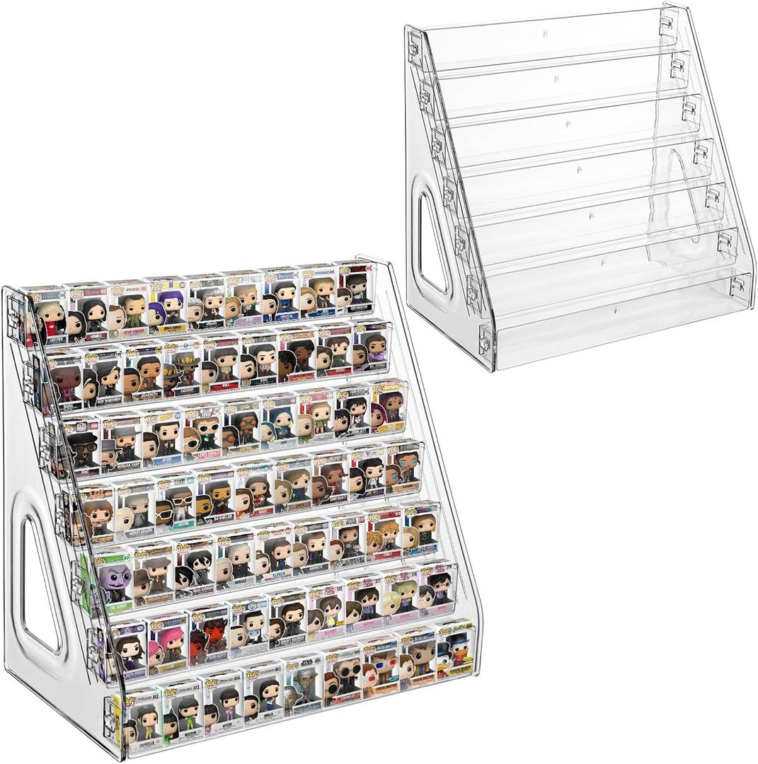 2 Pack 7 Layers Clear Display Shelf for Funko Pop,Mini Collectible Toys Display Shelf for Bitty Pop,Clear Acrylic Display Case for Miniature Mini Action Storage Compatible with Bitty Pops Funko