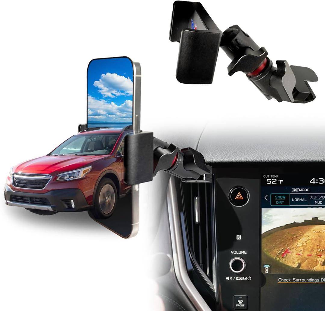 Outback Legacy Vent Phone Mount for 2020-2024 2025 Subaru Outback Legacy Accessories | Aluminum Telescopic Air Vent Phone Holder |Thick Case Friendly Car Mount for iPhone 16/15 Pro Max, Galaxy S24