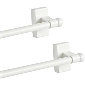 2 Pcs Magnetic Curtain Rods for Metal Door 16 to 28 Inch, 1/2" Multi-use Adjustable Appliance Magnetic Rod for Window Frames, Cabinets, Refrigerators, Dishwashers(White)