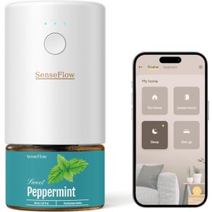 SF101S Pro Smart Wi-Fi Waterless Ultrasonic Essential Oil Diffuser100% Plant-Based,120-Day Natural Air Freshener & Aromatherapy Scent Diffuser Covers 100 for Home,Hotel-Peppermint