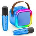 IROO Mini Karaoke Machine for Kids, 2025 TOP Toys Birthday Gifts Ideas for Girls Ages 4, 5, 6, 7, 8, 9, 10, 12+ Years Old, Portable Bluetooth Speaker with 2 Wireless Mics for Party Toddlers(DarkBlue)