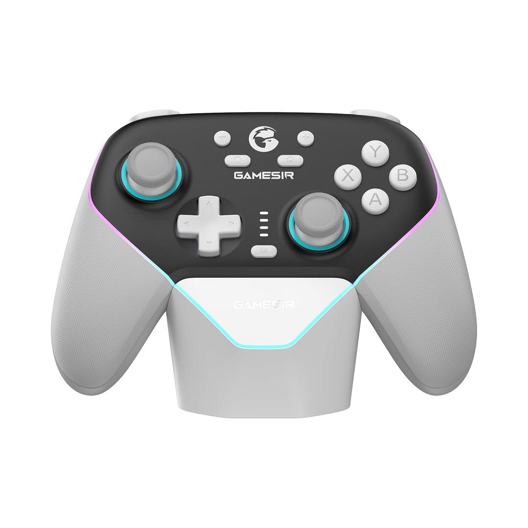 GameSir Super Nova Wireless Gaming Controller for PC/Switch/iOS/Android, Hall Effect Stick & Trigger, RGB Lighting, Swappable ABXY, Detachable Faceplate, 1000mAh with Charging Dock - Black&White