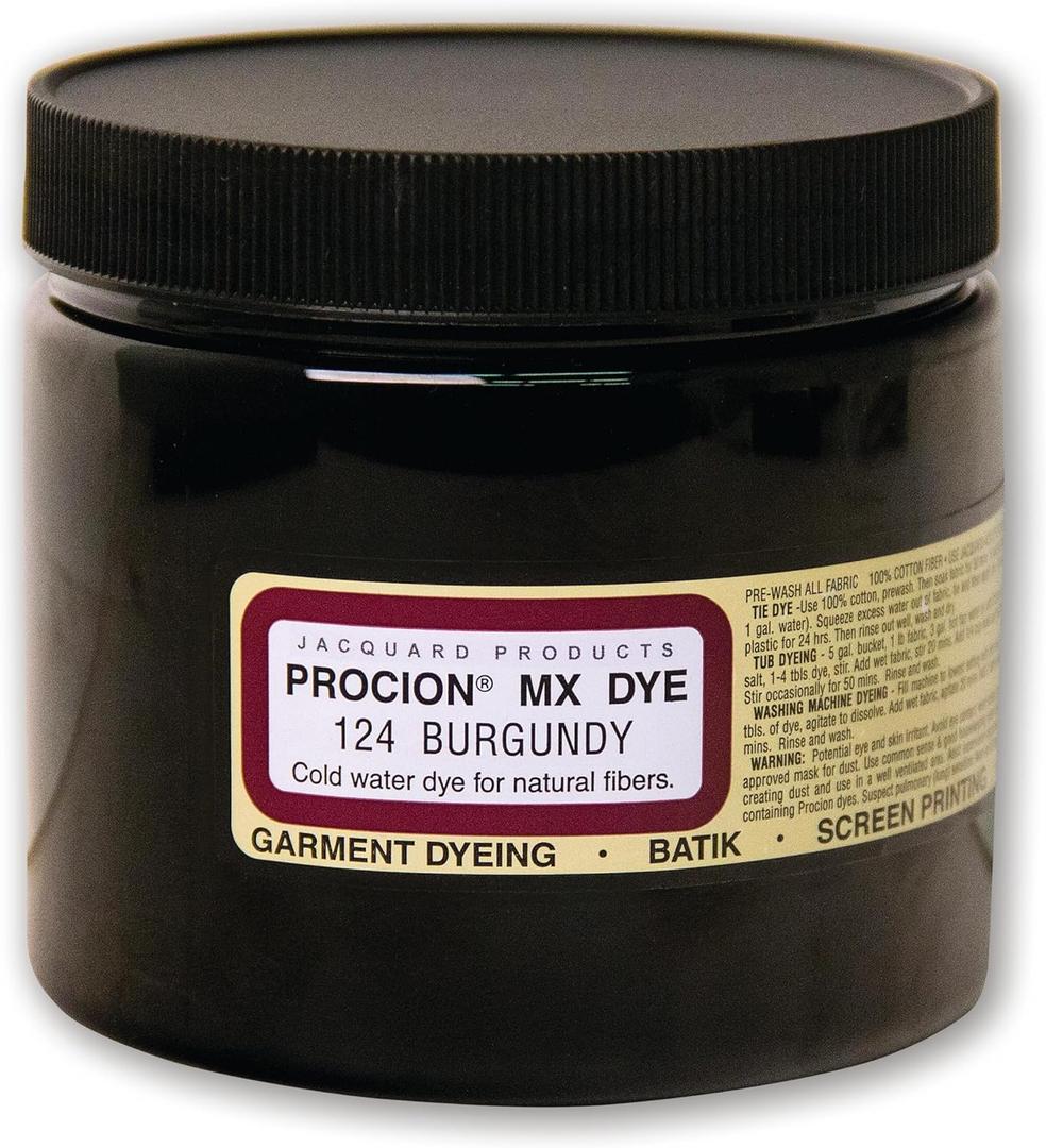 Jacquard Procion MX Tie Dye Powder Burgundy | 8 Ounce Jar for Fabric and Clothing | Permanent and Washfast | Made in USA
