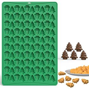 Crethinkaty Mini Christmas Tree Moulds - 100 Cavity Silicone Mould for Gummy, Cookies, Pudding, Jelly & Dog Biscuit