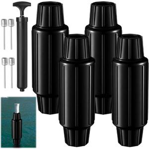 4 Pack Boat Dock Post Bumpers for Poles - Dock Fender Bumpers Inflatable Docking with Pump for Slide-Over Post Pole,Slip-On Leg Pipe,Vertical Protection for Buoy Pontoon Protector (Black)