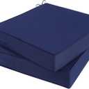 Outdoor Chair Cushions 24x24x4 Inch, Waterproof Blue Patio Furniture Cushions Set of 2 with Ties & Handle, 3 Year Color Fastness Square Replacement Seat Cushions for Sofa, Couch