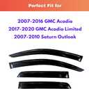 KPY Rain Guards Fit for 2007-2016 GMC Acadia, Out-Channel Window Visors Vent Wind Deflectors 4PC, Car Accessories for 2017-2020 GMC Acadia Limited, 2007-2010 Saturn Outlook