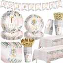 God Bless Baptism Party Decorations Supplies Girl, First Communion Decorations for Christening Celebration Baby Shower Religious, Plates and Napkins, Cup, Tablecloth, Banner, Cutlery, Serves 24