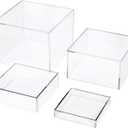 Set of 4 Crystal Clear Acrylic Boxes Cube Display Buffet Nesting Risers with Hollow Bottoms