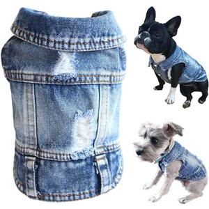 Jean Jacket, Puppy Blue Denim Lapel Vest Coat Costume, Dog T-Shirt Clothes, Cool and Funny Apparel Outfits, Machine Washable Dog Outfits, (M)
