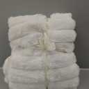 Cozy Bliss Faux Fur Throw Blanket for Couch, Cozy Warm Plush Striped Blanket for Sofa Bedroom Living Room, 60 * 80 Inches Cream White