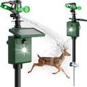 2 Packs Motion Activated Deer Repellent with Water Sprinkler, Solar Powered Cat Repellent Outdoor, IP65 Waterproof Deer Repellent Devices with Flashing Light, Deter Dogs Skunks Raccoons from Garden