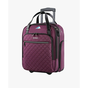 EMPSIGN Underseat Carry On Wheeled - 16" Carry on Bag with Wheels Multi-functional Lightweight Rolling Bag Overnight Weekender Small Suitcase for Women Men Travel Business, Burgundy
