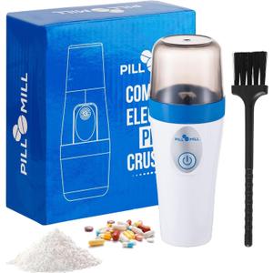 Small Electric Pill Crusher Fine Powder by Pill Mill - Hospital Grade Pill Crusher for Elderly - Pill Grinder, Extremely Fine Powder - Electric Pill Grinder for Medicine, Pill Crusher for Pets (Regular)