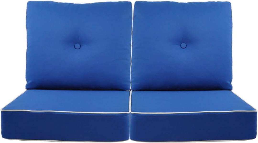 Deep Seat Pillow and High Back Chair Cushions Outdoor Water Repellent Replacement Patio Seating Cushions Set of 2, Navy Blue