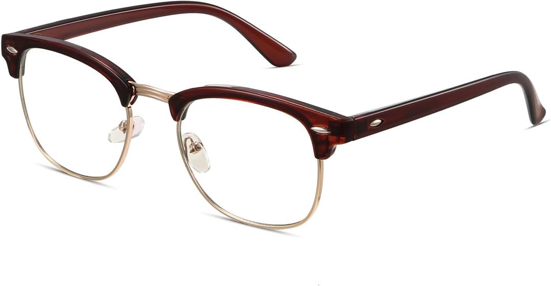 racico Computer Blue Light Blocking Glasses Blue Light Glasses Men Women, Anti Blu-Ray Clear Gaming Glasses Lenses (*Brown and Gold)