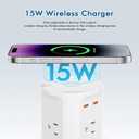 BTU Pop Up Outlet for Countertop with 15W Wireless Charger, 20W USB C Fast Charging & 4 AC Outlet, 3 1/2 Hole Desk Charging Station Pop Out Outlet for Office, Conference, Kitchen Use