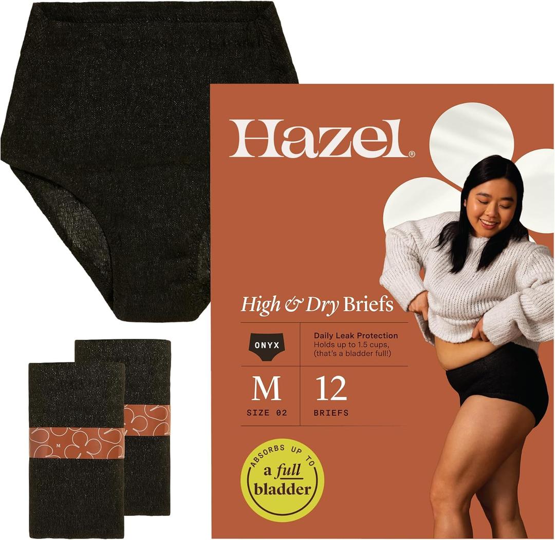 Hazel Disposable Womens Underwear, High-Waist Pull-Ups for Postpartum & Incontinence, Medium, Ultra-Thin, 12-Count (1-Pack)