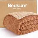 Bedsure Sherpa Fleece Throw Blanket for Couch - Fuzzy Soft Cozy Cable Throw for Women, Thick Warm Blanket for Winter, Light Brown, 50x60 Inches