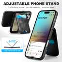 TUCCH PU Leather Case for iPhone 16 Pro Max (6.9") 2024 with Detachable Magnetic Wallet, Carbon Fiber Black