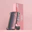 Cute Cat 2.4G USB Wireless Keyboard and Mouse Combo, Silent Keys, Candy Colors, Compatible with Notebook, PC (BlackPink-84Keys)