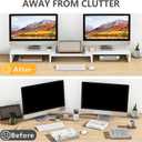 TAVR Furniture Dual Monitor Stand Riser, Computer Monitor Stands for 2 Monitors, Extra Long Multifunctional Desktop Organizer Riser for Computer, Laptop, PC, Printer, TV, Max 43.3" Length, White