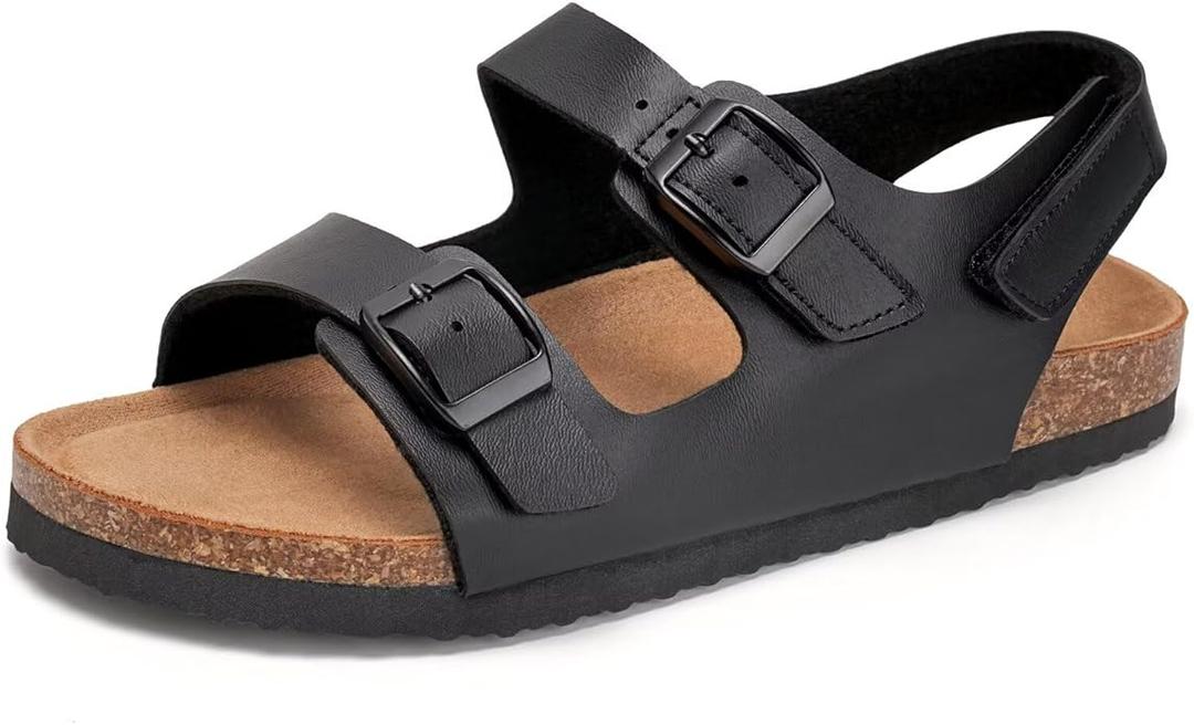 Torotto Toddler Kids Sandals Boys Girls Cork Footbed Sandals with Adjustable Buckle Casual Slides Open Toes Flat, Size 30