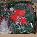Hotop 4 Pack 9ft Prelit Outdoor Christmas Garland with Lights Bulk, 100 LED Battery Operated Artificial Garland with Vines Poinsettia Pinecones Christmas Balls for Stairs Porch Front Door(Green)