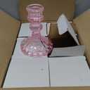 Glass Candlestick Holder, Striped Taper Candle Holders, Set of 6 Candle Stand for Table Centerpieces, Home Decor, Weddings, Festival and Parties (Pink Stripe Pattern)