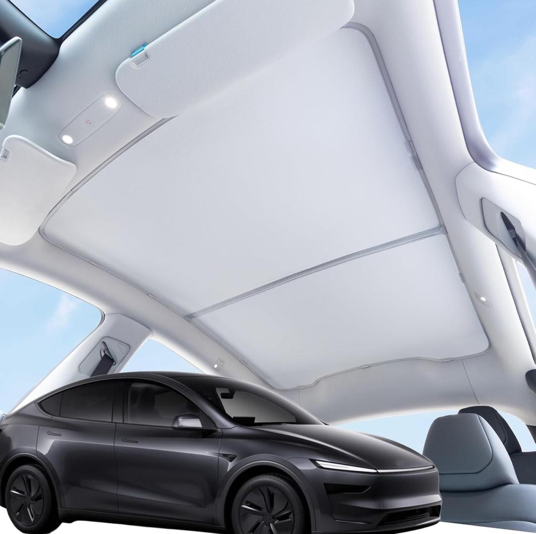 2025 Upgrade Sunshade Roof for Tesla Model Y Juniper 2025-2026 Nano Ice-Crystal Coatings Foldable Detachable No Gap No Sag Heat Insulation Glass Roof Sunshade Sunroof for Juniper Accessories