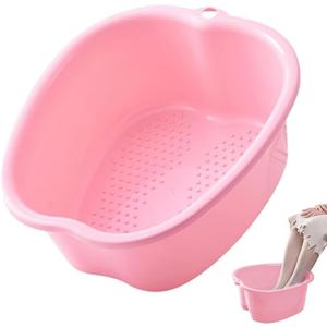 Foot Soaking Tub Large Size Foot Basin Sturdy Soaking Feet Bucket Massager Tub Exfoliation Callus Pedicure Foot Spa Bath Bucket for Women and Men (Pink)
