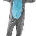 NEWCOSPLAY Unisex Adult Onesie Pajamas Animal One Piece Costume Cosplay Sleepwear, (Grey Rabbit, Large)