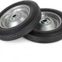 GICOOL 6" Flat Free Solid Rubber Tire and Wheel, with Ball Bearings and 1/2" Axle Bore Hole, 1.3" Centered Hub, 2 Pack