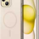 ESR for iPhone 15 Case with MagSafe, Supports Magnetic Charging, Slim Liquid Silicone Case, Shock Absorbing, Screen and Camera Protection, Cloud Series, Light Tan